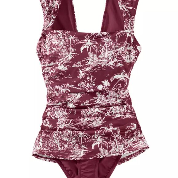 NWT Women's Land's End Smoothing Square Neck Ruched Swim Dress Swimsuit Sz 18 - Picture 4 of 8